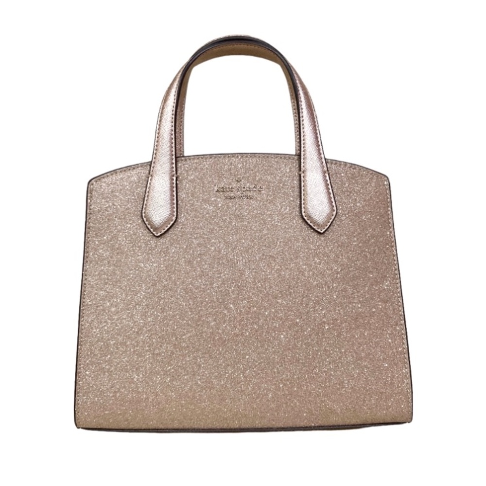 Kate Spade Rose Gold Tinsel Glitter Fabric Sparkle Satchel Purse Bag